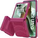 Vizvera for Motorola Razr Ultra 2026/Razr Ultra 2025 Case with Hinge Cover,Built-in Screen Protector Shockproof All-Inclusive Cover Wireless Charging for Razr Ultra 2026(Magenta)