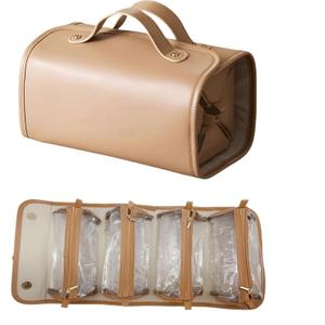 LuyaVogue Large Expandable Makeup Bag, 4-in-1 Waterproof Makeup bag, Cosmetic Bag with Detachable Interior Pockets, Ideal for Women Travel Essentials(Brown)