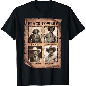 Black Cowboy Western Rodeo Melanin Black History Texas Men T-Shirt, M