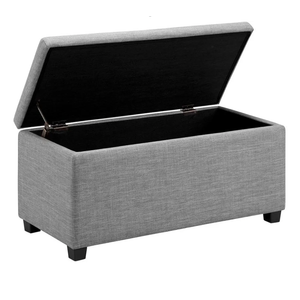 Amazon Basics Upholstered Rectangular Storage Ottoman and Entryway Bench, Polyester, Light Gray, 35.5"W x 16.5"D x 17"H