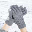 Yookat Winter Warm Touch Screen Gloves Womens Thermal Cable Knitted Fleece Lined Thick Winter Gloves for Cold Weather