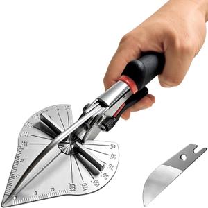 Miter Shears, Adjustable 45°-135° Multi-Angle Trim Cutter with Safety Lock for Cutting Soft Wood, Plastic, Rubber Strips, PVC Trim, Perfect for Mitre Cutting, Quarter Round, with Replacement Blades
