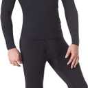 Rocky Thermal Underwear Men Long Johns Men Thermal Underwear Thermals Mens Base Layer Mens Thermals Top and Bottom Set (Black, L)