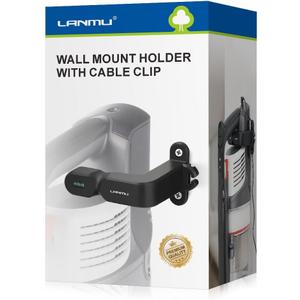 LANMU Upgraded Wall Mount Holder with Cable Clip Compatible with Shark IX141 IZ362H Pet Cordless Stick Vacuum, Ultracyclone CH951, Compatible with Bissell 2390A Pet Hair Eraser Handheld Vacuum (Black With Clip)
