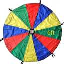 GSi Kids Play Parachute Rainbow Toy Tent Game for Children Gymnastic Cooperative Play and Outdoor Playground Activities (Rainbow 6 Feet)