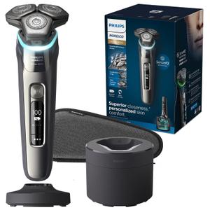 Philips Norelco Shaver Series 9000, Wet and Dry Electric Shaver, with Lift & Cut Shaving System and SenseIQ Technology, Pop-up Trimmer, Cleaning Pod, Charging Stand and Travel Case, Model S9987/85 (Gray)