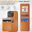 for iPhone 16 Pro Max Leather Wallet Case, Compatible with Magsafe, 2 in 1 Detachable Magnetic Card Holder, RFID Blocking Kickstand Credit Slots Flip Case for Men Women, Brown