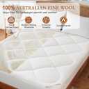 YOUR MOON Natural Wool Mattress Pad Queen 500GSM Australian Wool Mattress Topper, Quilted Fitted Mattress Bed Cover with 16" Deep Pocket, Hypoallergenic Cotton Cover (White)