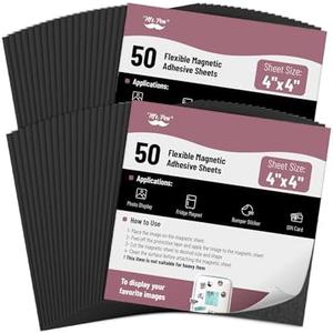 Mr. Pen- Adhesive Magnetic Sheets, 4" x 4", 50 Pack, Flexible Magnetic Sheet, Photo Magnets