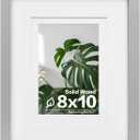 Egofine 8x10 Picture FrameMade of Solid Wood with Plexiglass, Display Pictures 4x6/5x7 with Mat or 8x10 Without Mat, for Tabletop and Wall Mounting Photo Frame, Light Gray