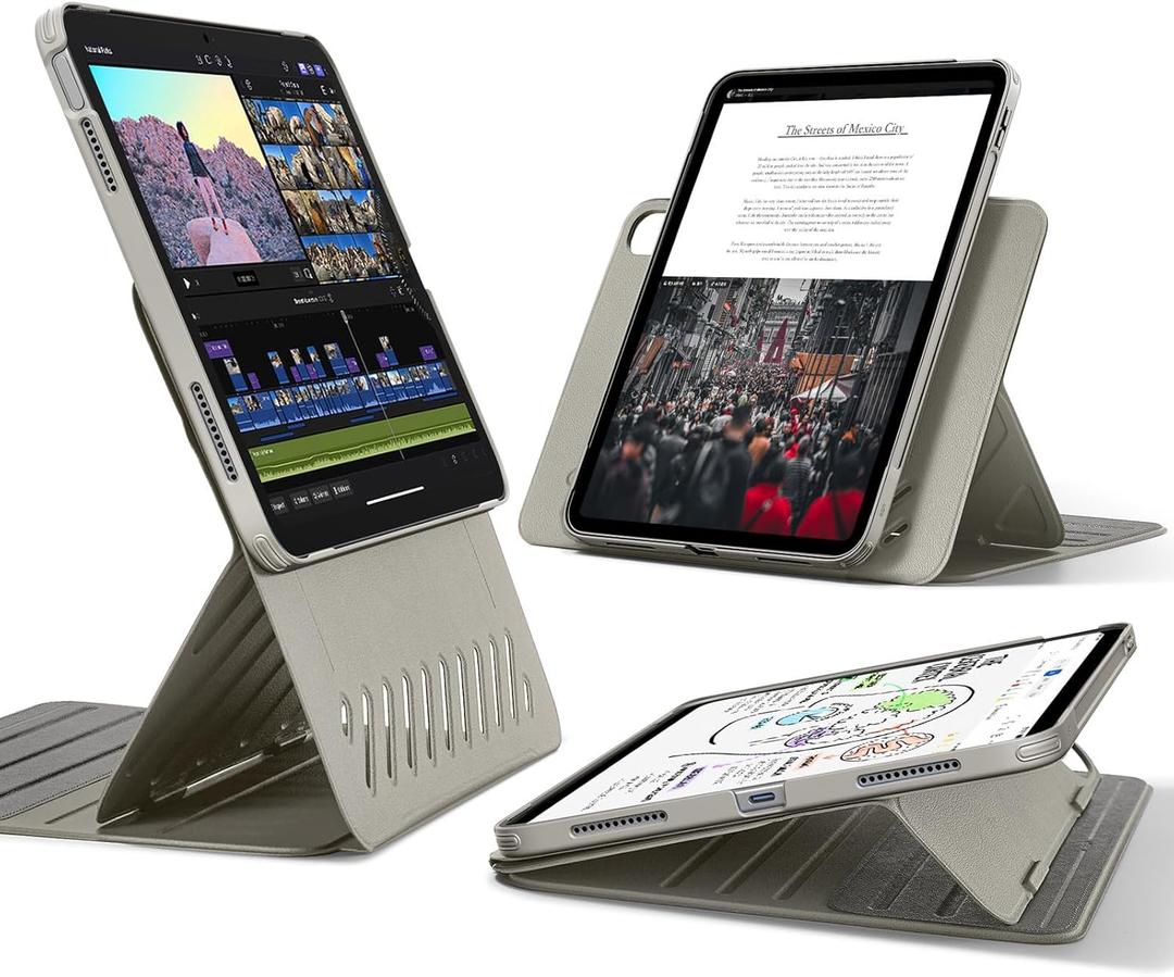 ESR for iPad A16 Case, iPad 11th/10th Generation Case (2025/2022), Removable Magnetic Cover, Adjustable Portrait/Landscape Stand with Raised Screen View, 9 Standing Angles, Titanium