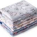 1 Pack 3 Blankets Super Soft Fluffy Premium Fleece Pet Blanket Flannel Paw Printed Throw for Dog Puppy Cat (Medium 30x20'', Beige, Grey, Navy)