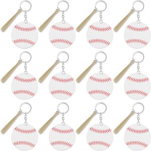 mupera 12 Pcs Baseball Keychain, 2.75 In Baseball Keychains, DIY Name Id Baseballs Keychain for School Sport Reward Birthday Party Supplies