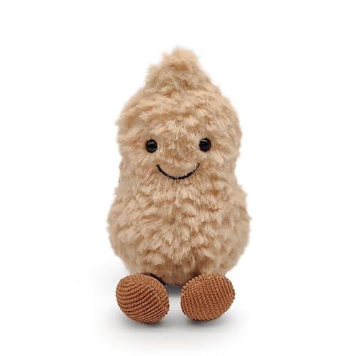 Maomoto Plush Peanut Soft Toy, 5.9" Peanut Plush Doll for Children, Beige Fluffy Stuffed Doll with Feet, Cute Smiling Plush Doll Gift for Birthday and Valentine's Day