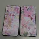Zrutru 2 Pack Preppy Collage Phone Case for Samsung Galaxy S22 5G 6.1",Cute Flower Aesthetic Floral Cases Cool Y2K Strawberry Print Cover for Women Girls,Black Slim Protection Funda for Samsung S22