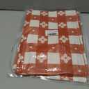 Rectangle Vinyl Table Cloth, Waterproof Elastic Fitted Tablecloth with Flannel Backing, Plastic Table Cover for Picnic, Camping, Outdoor (Rust & White, 30"x72")