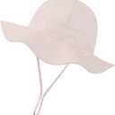 Baby Girl Sun Hat Toddler Beach Hats with UPF 50+ Protective Infant Summer Hat with Wide Brim Baby Girls Bucket Hat (6-12 Months, Khaki Stripe)