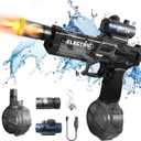 Super Electric Water Gun with Muzzle Flash & Recoil Effect, Powerful 480CC High Capacity Automatic Squirt Guns Up to 32 FT Range for Swimming Pool Party Beach Outdoor Activity