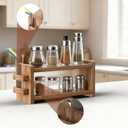 Solid Wood Coffee and Matcha Station Organizer for Home Kitchen Office Countertop - 2 Tier Shelf Organizer with Straw Holder for Matcha, Pods, Sugar, Tea, Cups, Stirrers, Mugs Storage