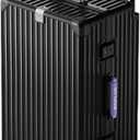 ROPLUS Aluminium Frame Checked-Luggage with Smooth Jelly Wheels, Hardside Zipperless Rolling Suitcase with TSA Lock (BlackPurple, 28-Inch)