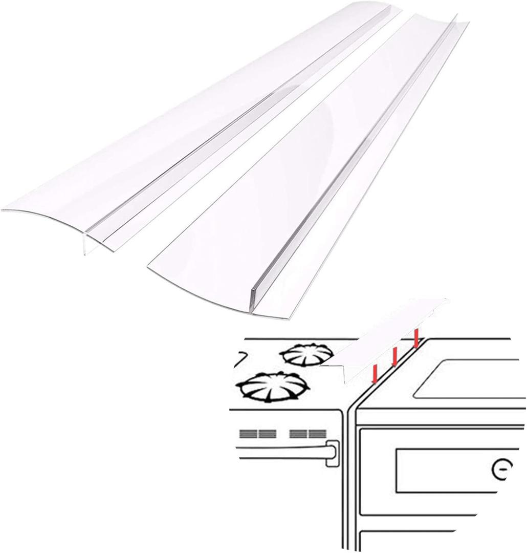 SEVCHY Silicone Stove Gap Covers (2 pack), Oven Gap Filler, Heat Resistant Stove Gap Filler, Seal Gap between Stovetop and Counter, Easy Clean (25 inch, Clear)