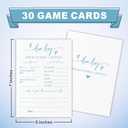 2 x Prediction & Advice Game Set For Baby Shower - Minimalism White & Blue - 30 Double-Sided Fill In Style Game Cards For Gender Reveal, Baby Announcement, Party Favor & Supplies - A01