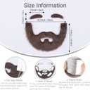 Miss U Hair Fake Mustache and Eyebrows Self Adhesive Fake Beard Costume Facial Hair for Cosplay Halloween Party (Brown)