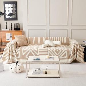 VClife Boho Couch Cover Sofa Covers, Chenille Khaki Couch Covers for Sectional Sofa Washable Breathable Love Seat Couch Covers for 2 Cushion Couch Living Room Furniture Protector, 180x150