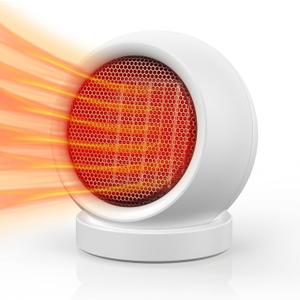 Space Heater,600W Energy Efficient Desk Heater for Indoor Use,PTC Ceramic Fast Heating Electric Desktop Heater for Home Bedroom Office Desk White