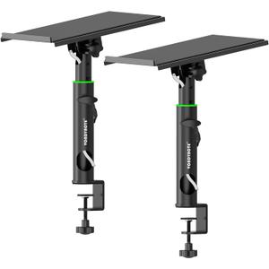 Pair of Studio Monitor Stands Desk Clamp Speaker Stands 0-12Tilt Height Adjustable with Cable Management