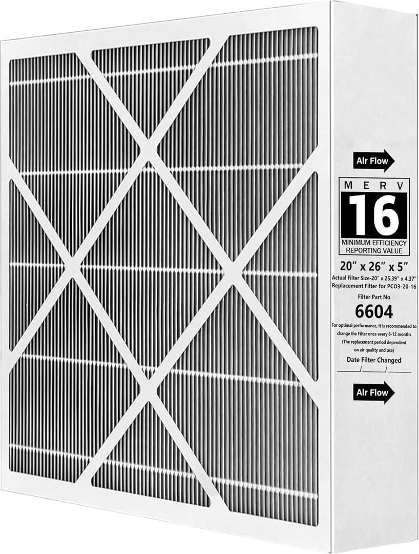 1 Pack Y6604 MERV 16 20x26x5 Filter Compatible with Lennox PureAir PCO3-20-16 Air Purifier,Furnace Filter Replacement for Lennox Y6604 Air Filter (1)