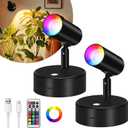Lightess Wireless Spotlight Indoor, 5500mAh Rechargeable Uplights with Remote, 13 Color Changing LED Spot Lights Indoor, Dimmable Battery Operated Picture Lights for Plant Party Decor, 2 Pack