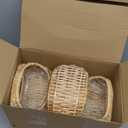 Taiyin 6 Pack Rattan Flower Girl Basket Half Moon Straw Wicker Basket with Handle 6.7" x 6.5" x 4.3" Ideal for Wedding Flower Girl, Picnic, Garden Storage and Home Decor (Nature)