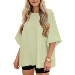 Tankaneo Womens Oversized Half Sleeve T-Shirts Trendy Casual Baggy Loose Fit Tops Summer Crew Neck Tees Shirts (X-Large)