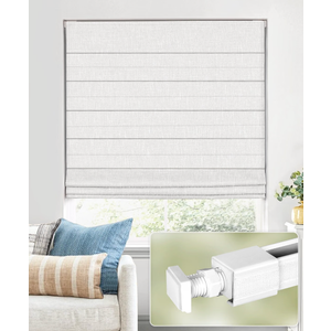 UNISHADES No Drill Cordless Roman Shades, Room Darkening, 28×48 in White