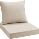 UNIKOME Outdoor Seat Cushions 24 X 24 Inch - Water-Resistant & Fade Resistant, Removable Cover Patio Furniture Cushions for Chair, Sofa, Couch, Wicker, Beige