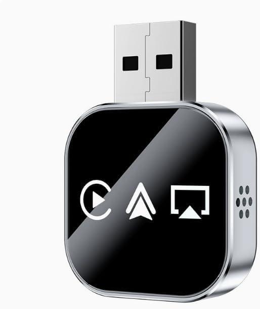 Wireless Carplay Black Bluetooth Adapter Updated Screen Mirroring Device to Android Auto Video Input TV Watch Movies Airplay Smart Box on Interior Electronics Auxiliar