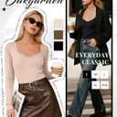 3 Pack Women's Long Sleeve Tops, Sweetheart Neck Knit Basic Shirts Slim Fit Casual Fall Going Out Tee (XL)