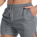 Aolesy Men's Gym Workout Shorts 5 Inch Lightweight Bodybuilding Athletic Shorts Running Training with Zipper Pockets & Towel Loop