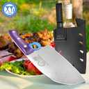 XYJ Authentic Since 1986,Heavy Duty Large Meat Cleaver,Serbian Chef Butcher Knife with Case,Chefs Vegetable Kitchen Knife,Full Tang for Outdoor Camping,Wood Handle with Sheath