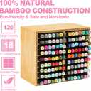 126 Bamboo Marker Organizer, Desktop Storage Hold 126 Markers, 18 Compartments Marker Storage for Home, Classroom, Office, Pen Pencil Holder Desk Art Supply Organizer
