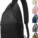 Crossbody Bags for Women Men Trendy Sling Bag Bakpack Casual Chest Bag with Convertible Shoulder Strap (Medium, Pu Leather Black)