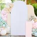 FUHSY 7.2 FT Arch Cover White Wedding Arch Stand Cover Spandex Fitted Arch Covers Stretchy Backdrop Round Top Chiara Frame Backdrop for Birthday Party Wedding Arches for Ceremony