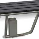 24-inch x 15-inch ADA Folding Wall Mount Bathroom Shower Seat Bench, Black Slatted Phenolic Seat