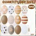Jenaai 12 Pcs 8 Inch Large Easter Tree Decorations Retro Easter Egg Picks Plastic Nature Beige White Egg Ornaments for Tree Topper Home School Office Spring Holiday Party Vase Vintage Decor