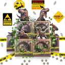 Dinosaur Party Decorations Set – 6 Dino Boxes with 3D Toppers, 4 Signs, 2 Vines, Caution Tape & 40 Footprint Stickers – Dino Birthday Supplies, Baby Shower & Jurassic Room Decor