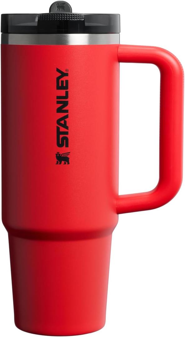 STANLEY Quencher ProTour Flip Straw Tumbler with Leakproof Lid 30 oz | Built-In Straw & Handle | Cupholder Compatible for Travel | Insulated Stainless Steel Cup | BPA-Free | Chili Black