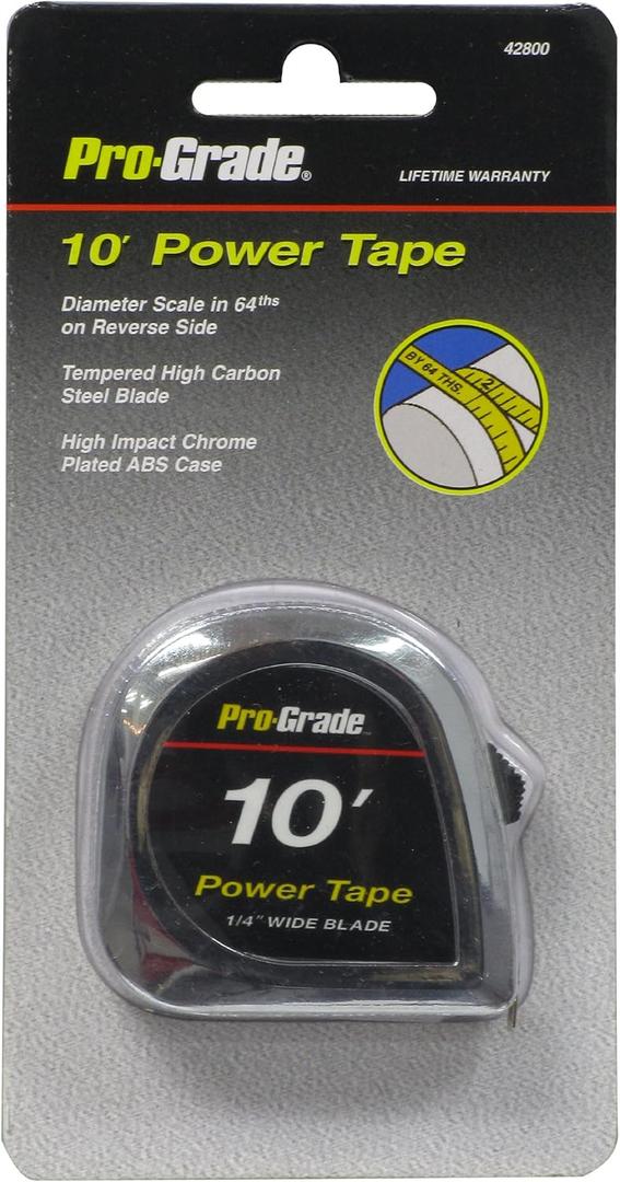 Prograde 1/4" X 10' TAPE MEASURE, CHROME CASE, (42800)