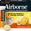 Airborne 1000mg Vitamin C + Zinc Sugar Free Multivitamin Immune Support Effervescent Fizzy Drink Tablets, Zesty Orange Flavor with Powerful Antioxidants Vitamins A C & E, 30 Tablets