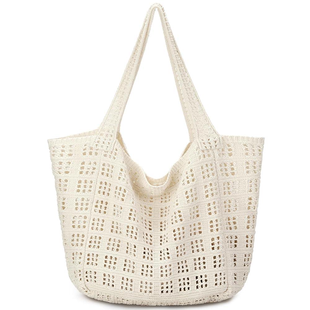 hatisan Crochet Bags for Women - Large Tote Aesthetic Handbag Shoulder Hippie Knit Bag